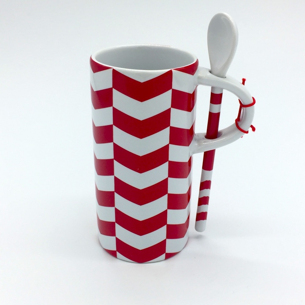 Starbucks 2013 Candy Cane Cup With Matching Build in Spoon 8fl oz/237ml